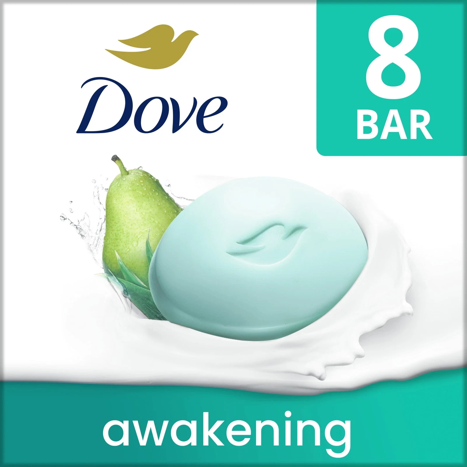 Dove Beauty Bar Soap for Women Awakening Pear & Aloe All Skin, 3.75 oz 8 Bars
