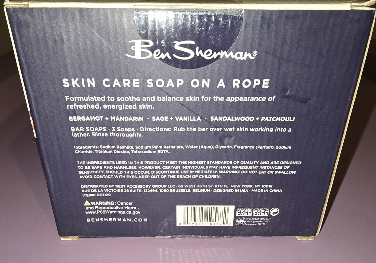 Ben Sherman Skin Care Soap on a Rope 3 Pack. Gifts for him.
