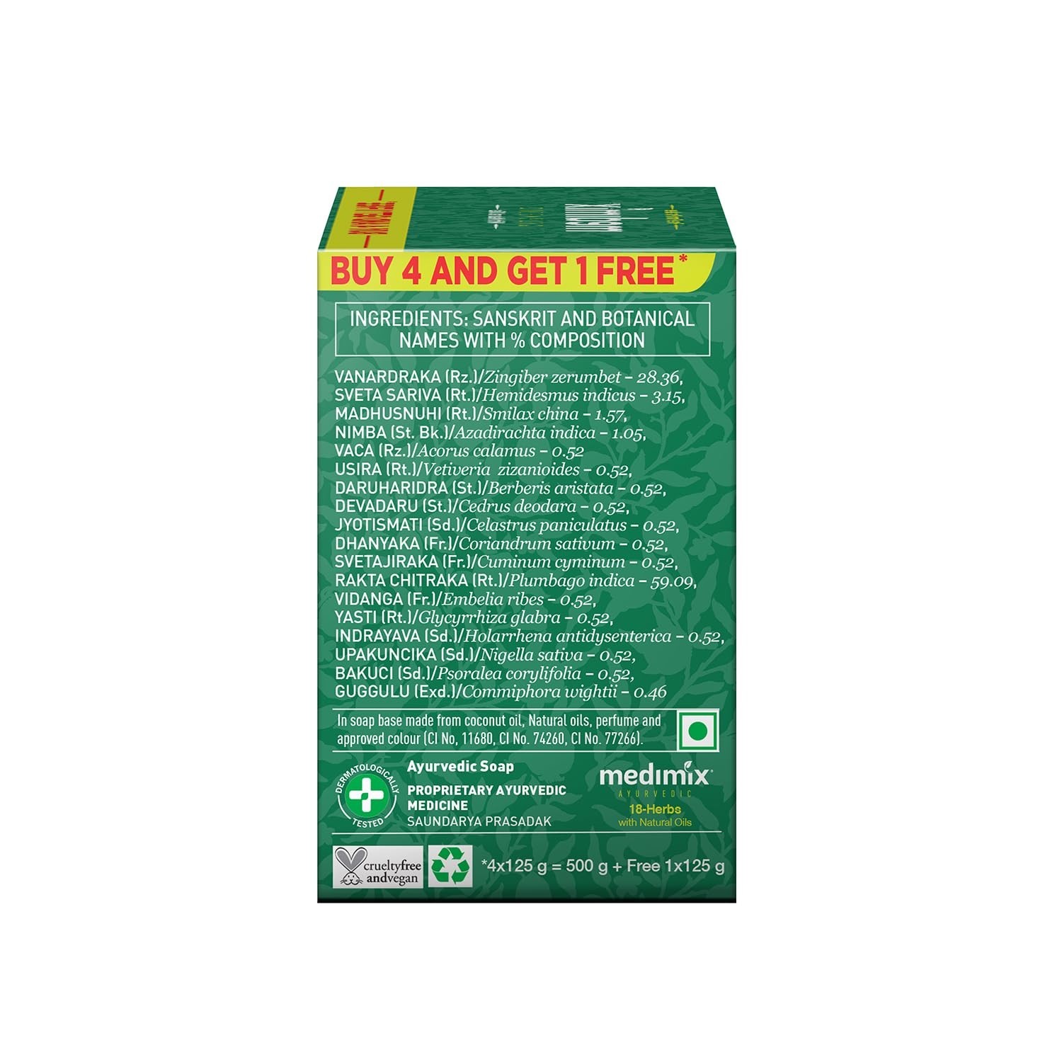 Nourishing 18 Herbs Soap, Ayurvedic Pack of 5 – 125g Bars for Whole Body Care