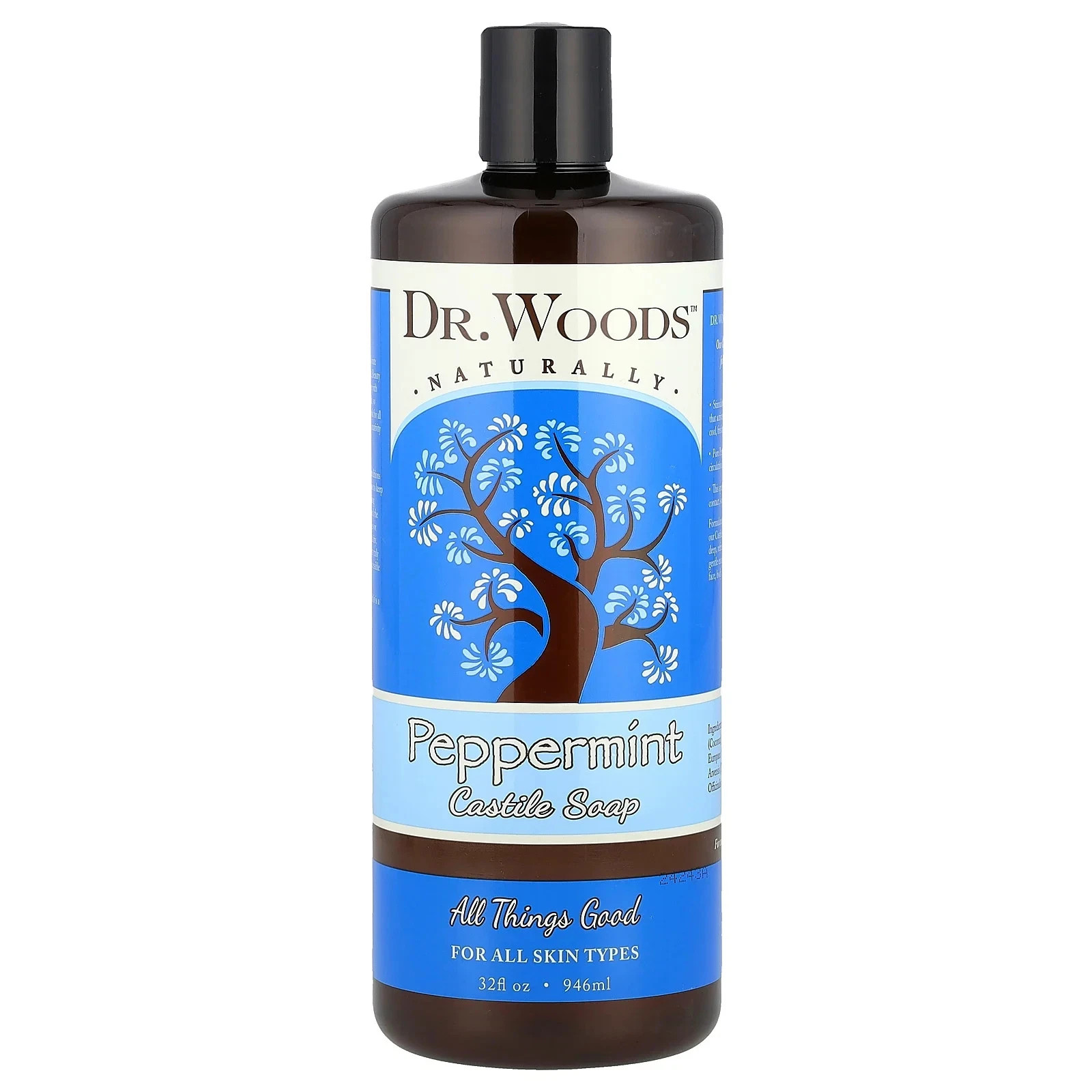 Dr. Woods Castile Soap Liquid Peppermint 32 fl.oz Each (Pack of 3)