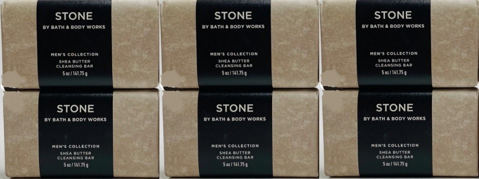 x6 Bath Body Works Men’s Collection STONE Bar Soap Cleansing Bar w/ Shea Butter