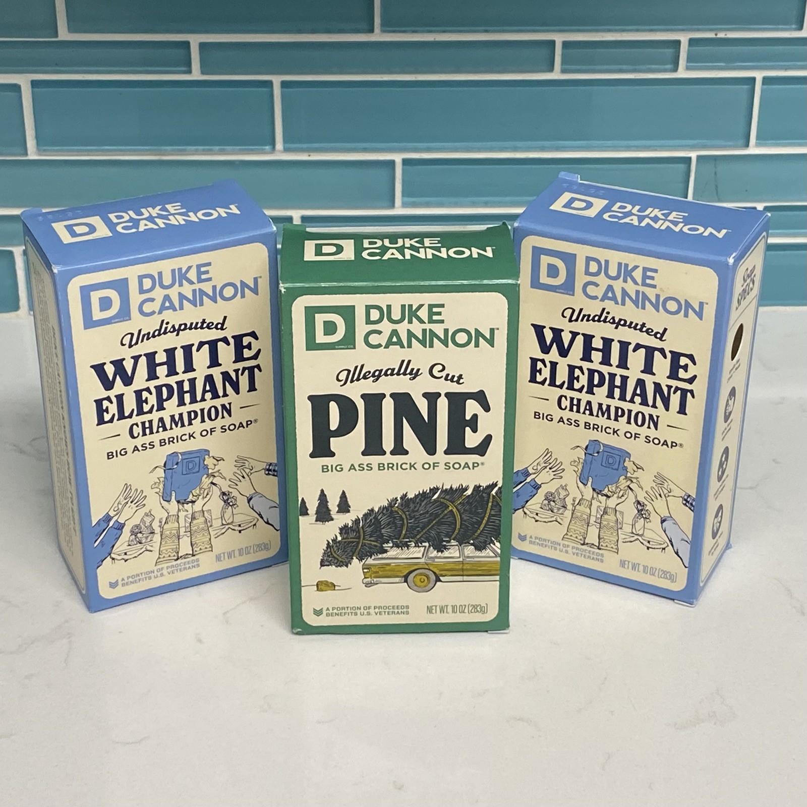 Duke Cannon White Elephant Champion Cut Pine Big Ass Brick of Soap 10oz Lot of 3