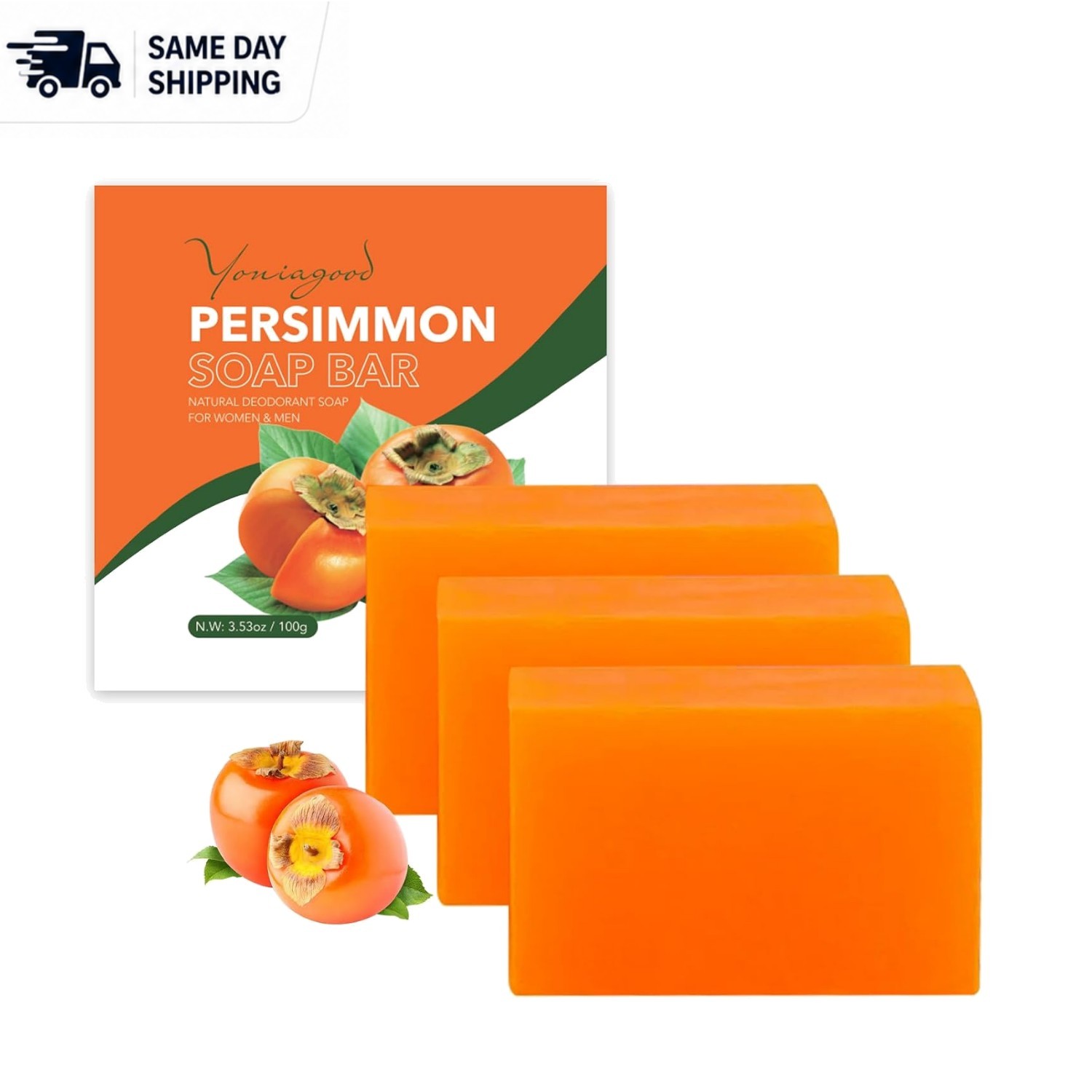 3 PCS Natural Persimmon Soap Bars – Ultimate Odor Control for All Skin Types