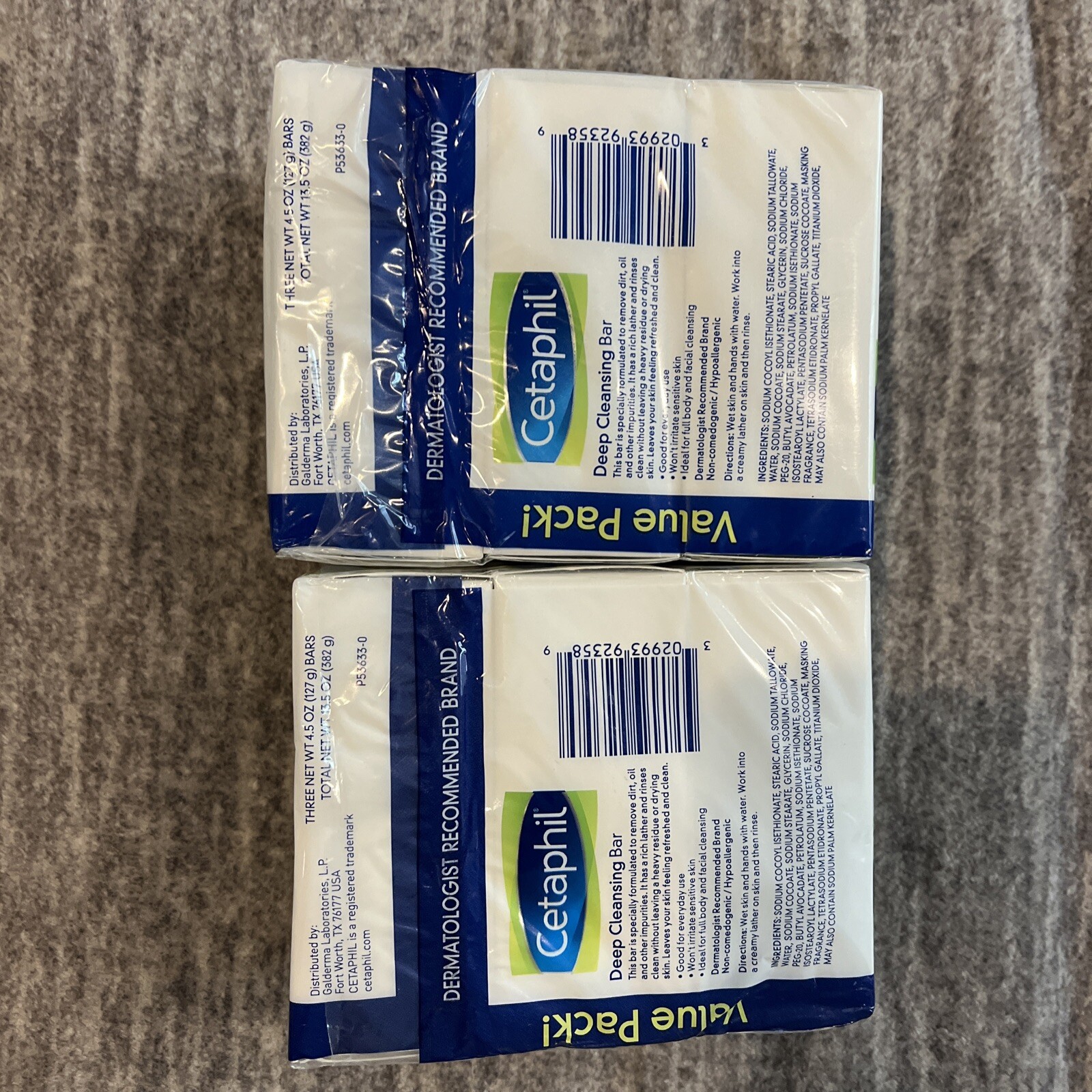 CETAPHIL DEEP CLEANSING BARS ALL SKIN TYPES 4.5 OZ. 2 Packs