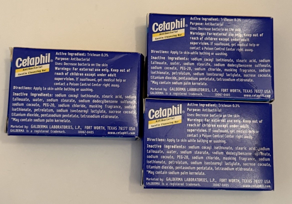 3 New Vintage CETAPHIL Gentle Cleansing Bars 1oz Trial Size Prop