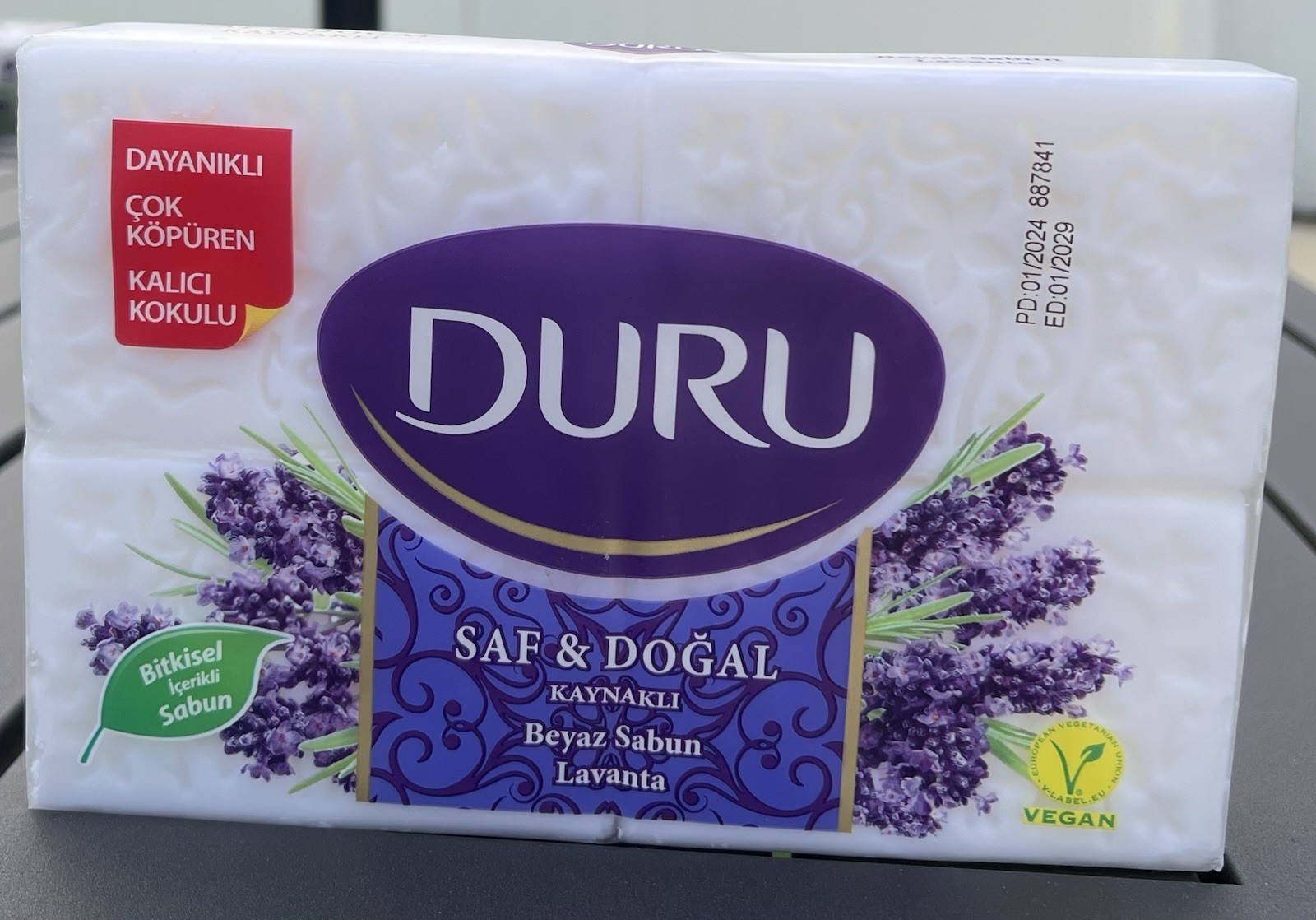 DURU Turkish VEGAN Soap Bar Lavender Fragrance .4x 150 =600 g .