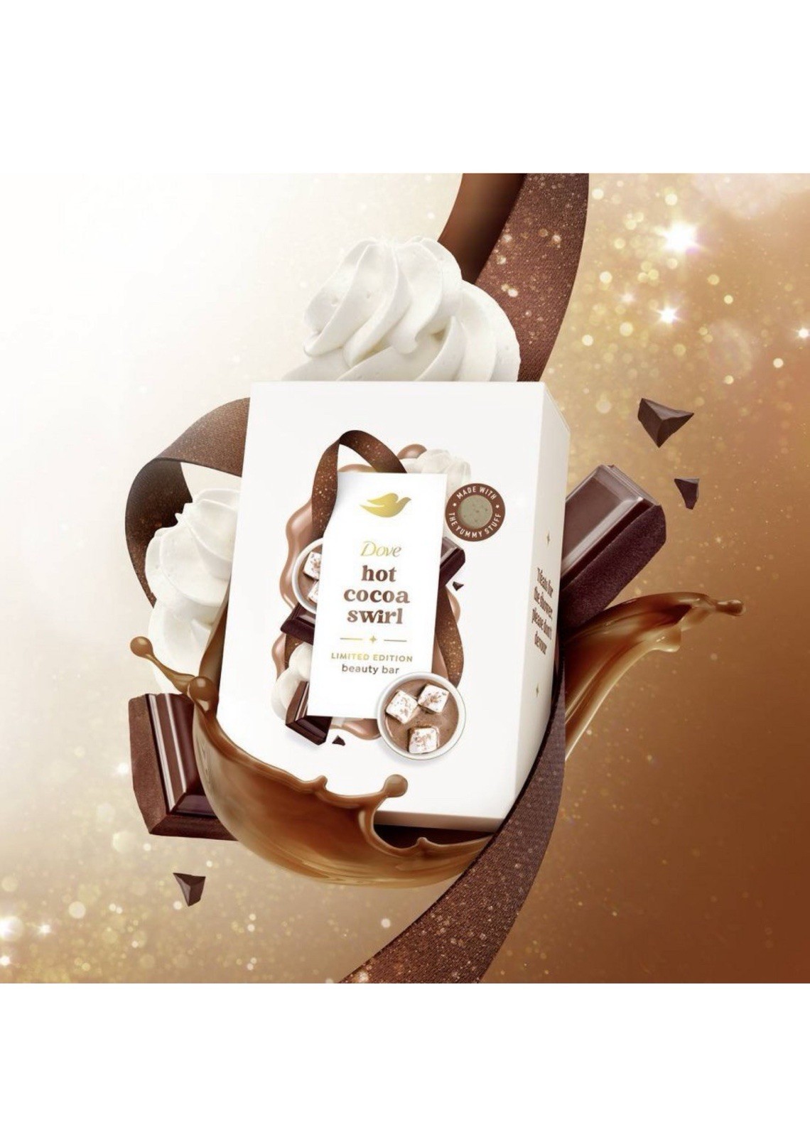 Dove Limited Edition Holiday Treat Bar Soap Hot Cocoa Swirl Rare 3.75oz x 4 BARS