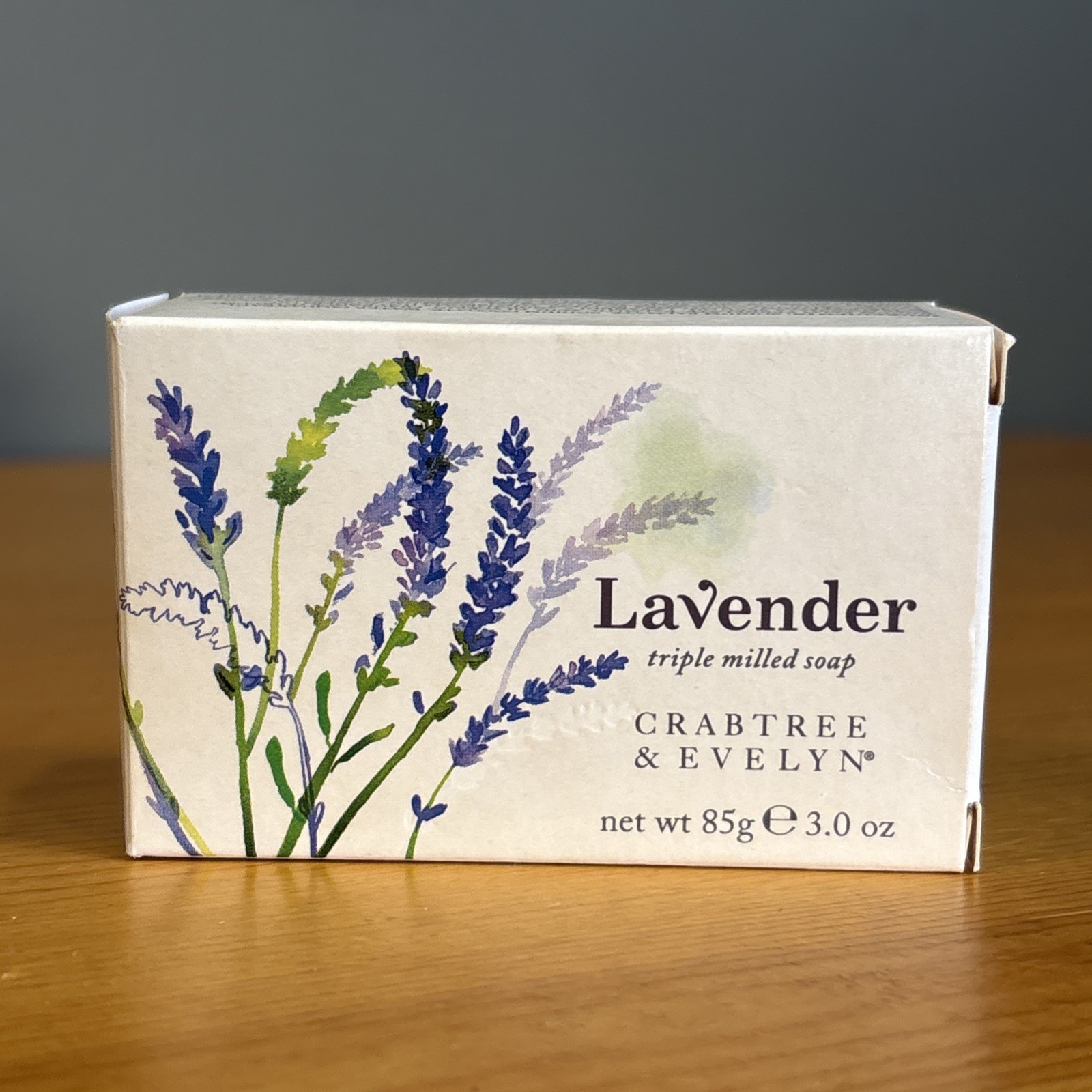 Crabtree & Evelyn Lavender Triple Milled Bar Soap 85g, 3oz. New In Box