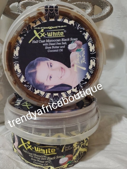 XX – White Half-C 7day MOROCCON black Soap With Dead Sea Salt, Shell Butter, x1