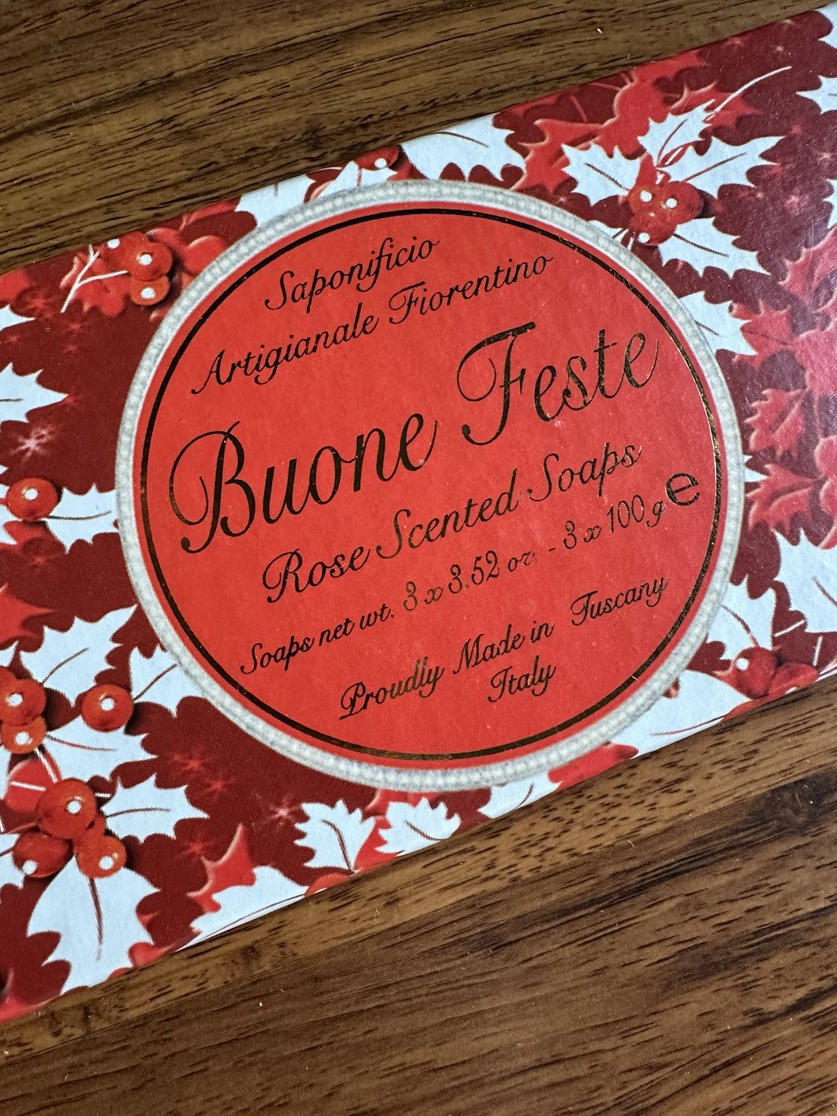 Buone Feste Rose Scented Soaps – Tuscany Italy – 3x 3.52oz – New In Box