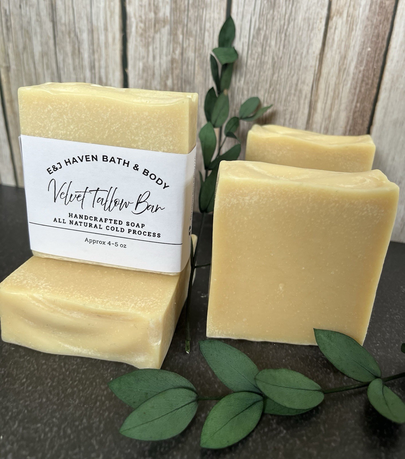E&J Haven Bath & Body Velvet Tallow Bar Soap Honey Scent Cold Process $7.50 each
