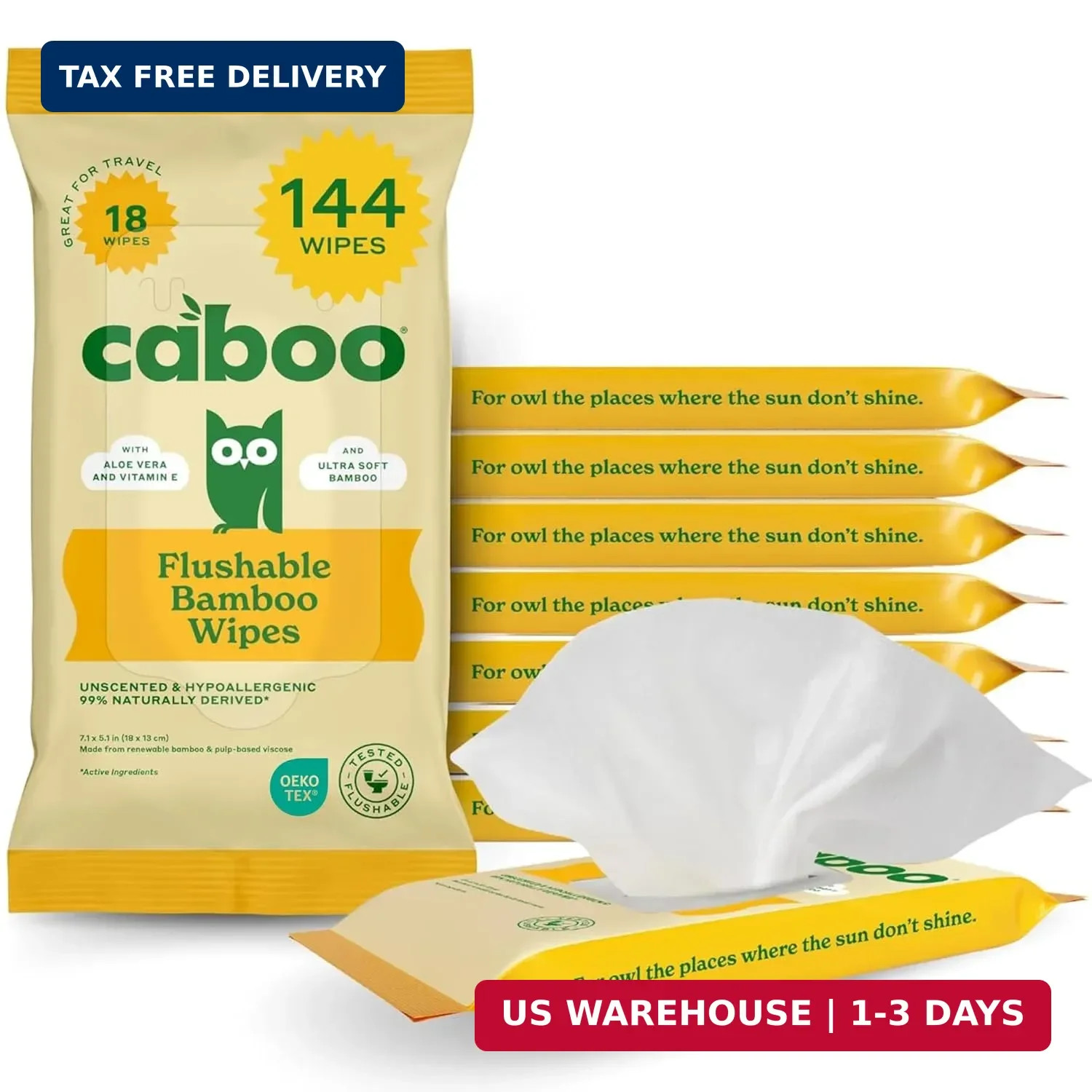 Caboo Tree Free Flushable Wipes, Travel Wipe, Certified Flushable, Septic Safe,