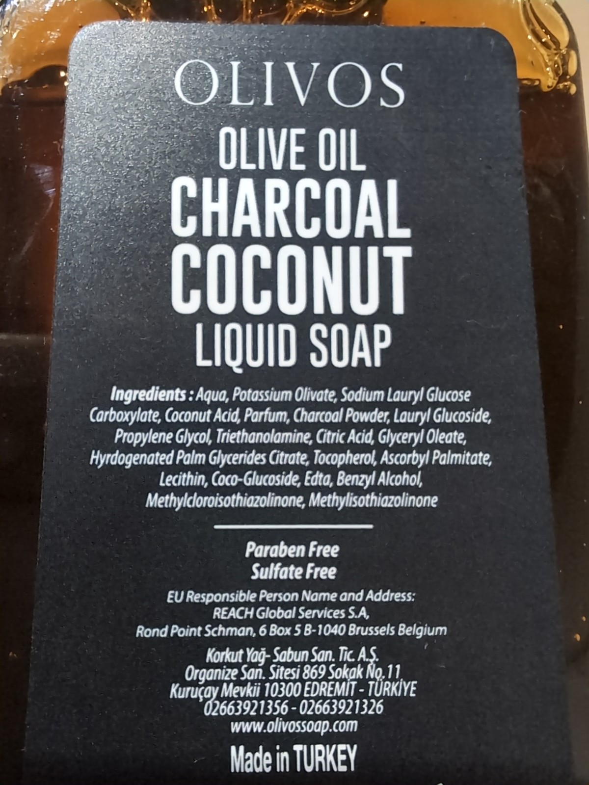Olivos Olive Oil Charcoal Coconut Liquid Soap – Made in Turkey