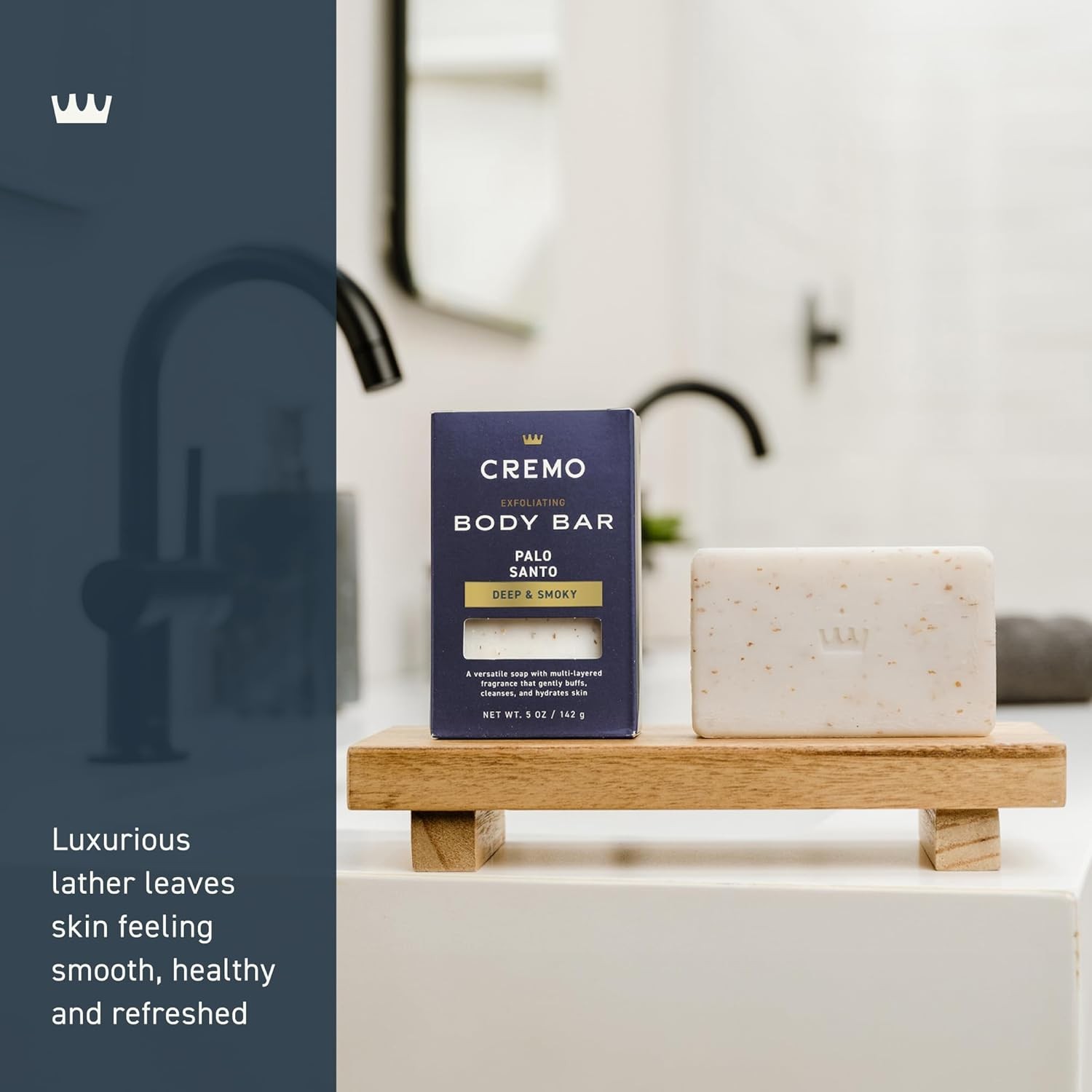 Exfoliating Body Bar for Men, Palo Santo Scent, Multi-Layered Fragrance Th