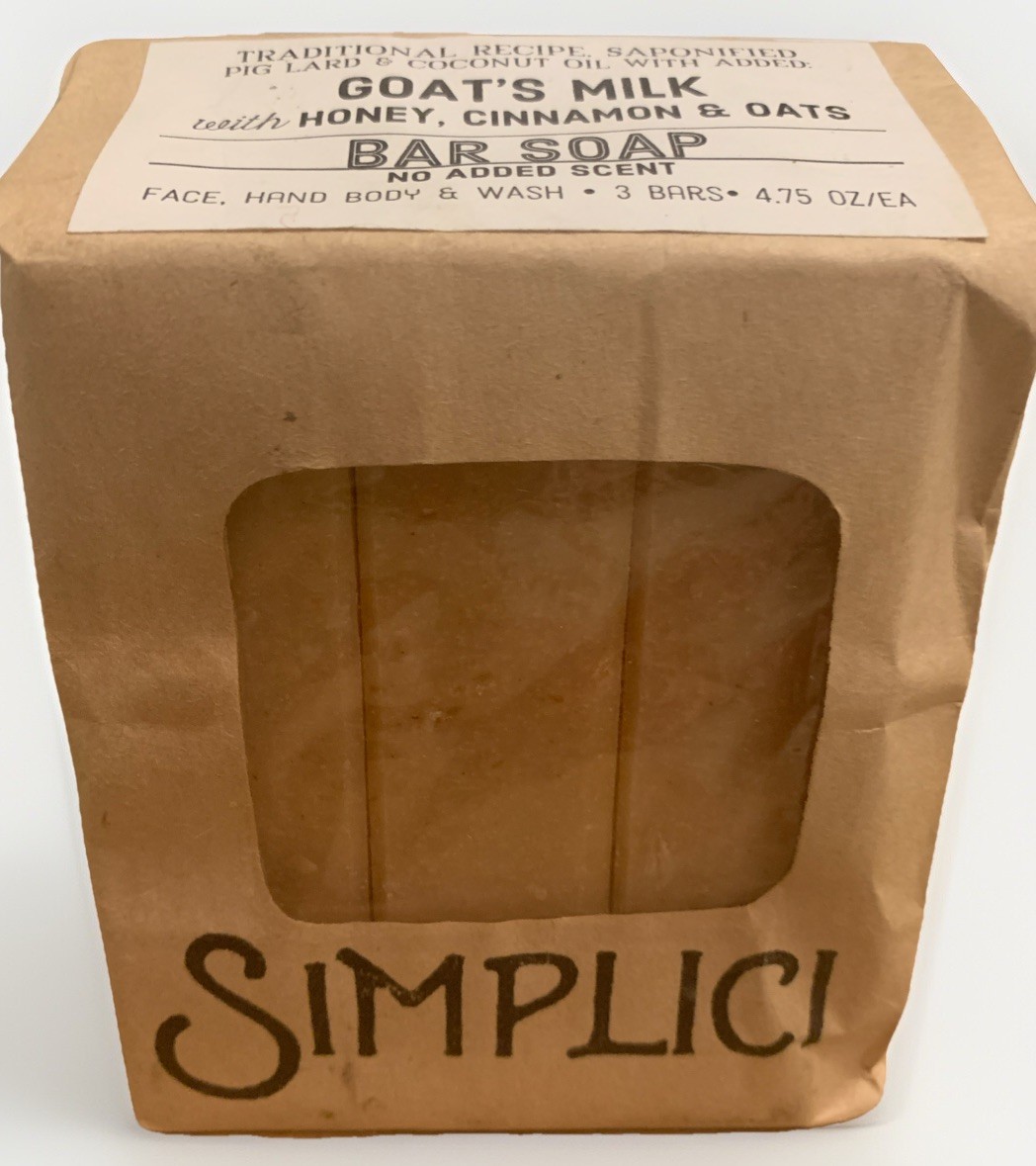 (3) Simplici Goat ‘s Milk with Honey, Cinnamon & Oats Bar Soap 4.75 oz X3
