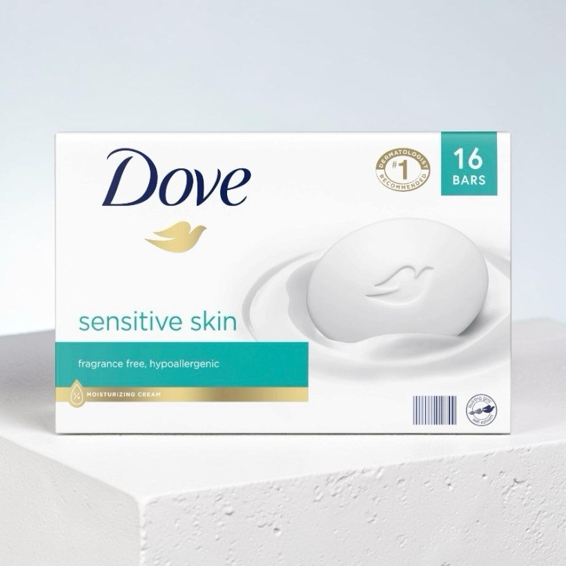 Dove Sensitive Skin Beauty Bar Fragrance-Free Hypoallergenic 16 Bars
