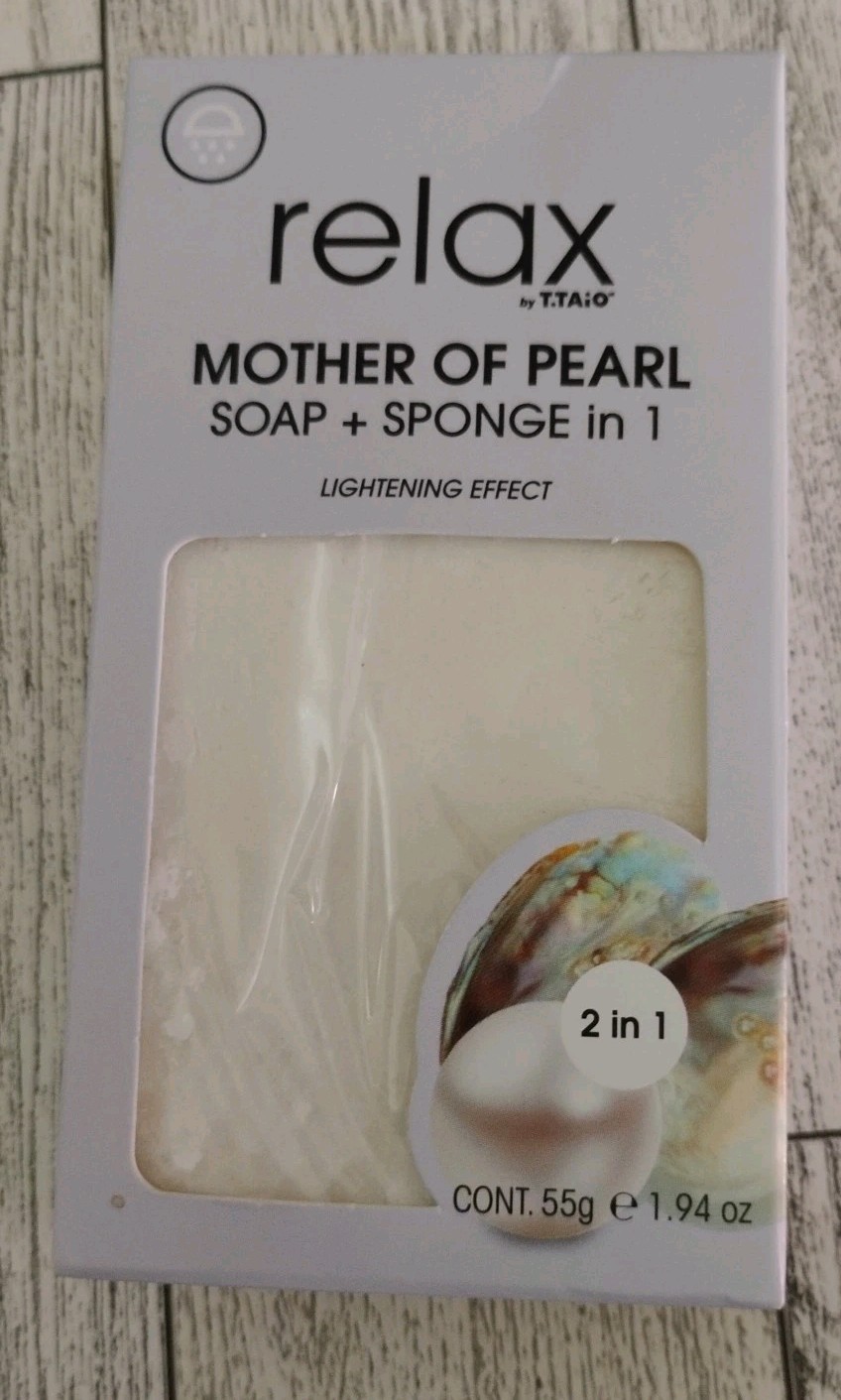 NIB RELAX by T.Taio Made In MX MOTher of PEARL SOAP+SPONGE LIGHTENING EFFECT