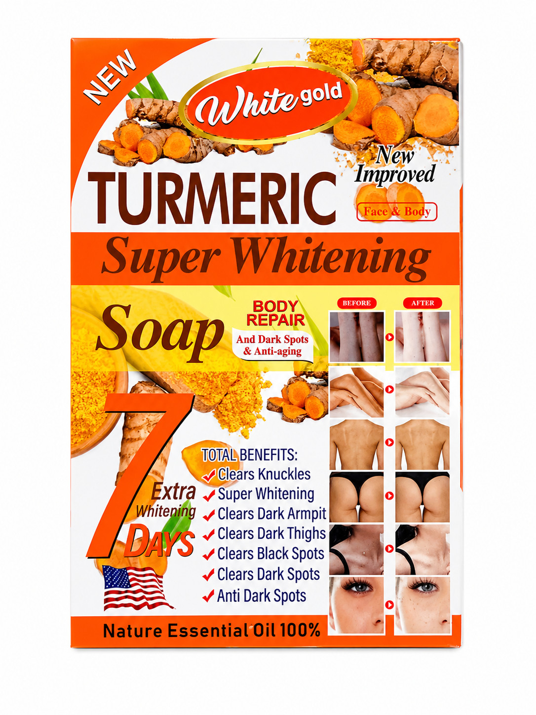 White Gold Turmeric Soap 4.5 oz Bar Soap For Face & Body Daily Cleansing – 1 Bar