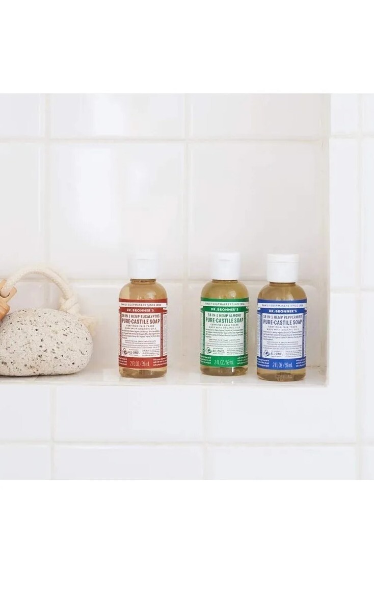 12x Dr. Bronner’s Soaps 18-in-1 Hemp Peppermint 2 fl oz Pure-Castile Soap