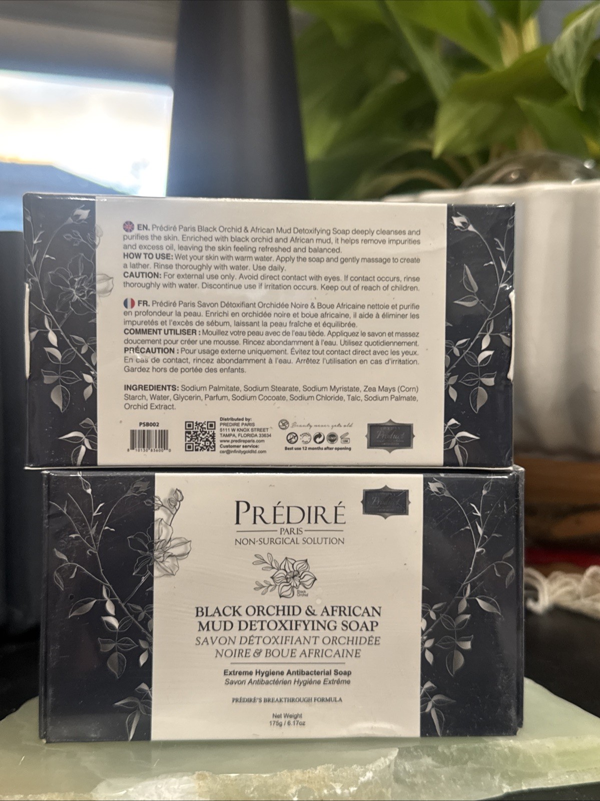 2 Predire Paris Black Orchid Purifying African Mud Soap Antibacterial Bar Soap