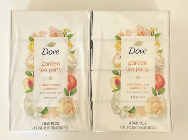 8 Dove Garden Tea Party Honeysuckle Gardenia Limited Edition Beauty Bar 3.75 oz