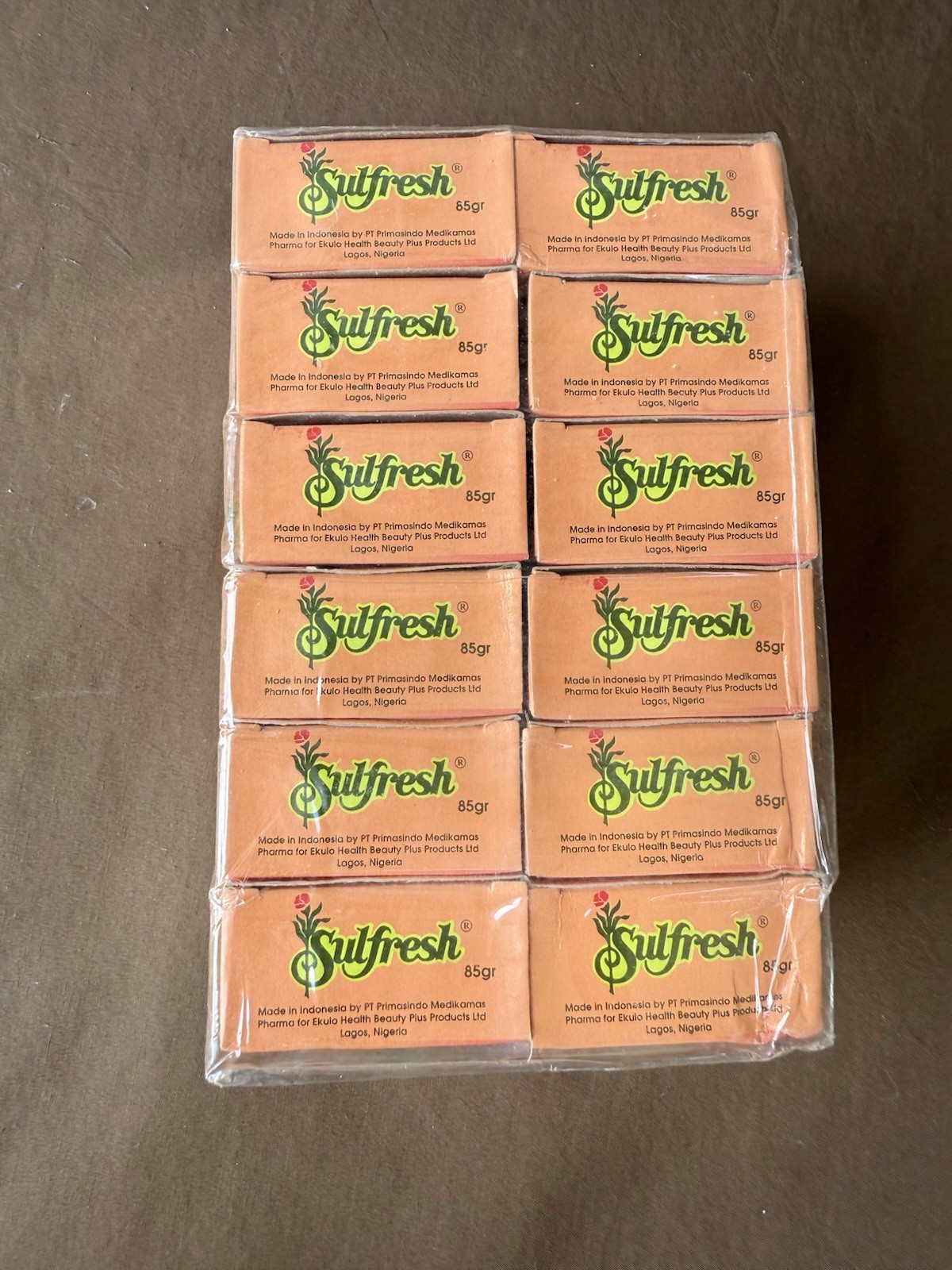 12 Pack Of Sulfresh Sulfur Soap 85g Antiseptic And Medicated Pink
