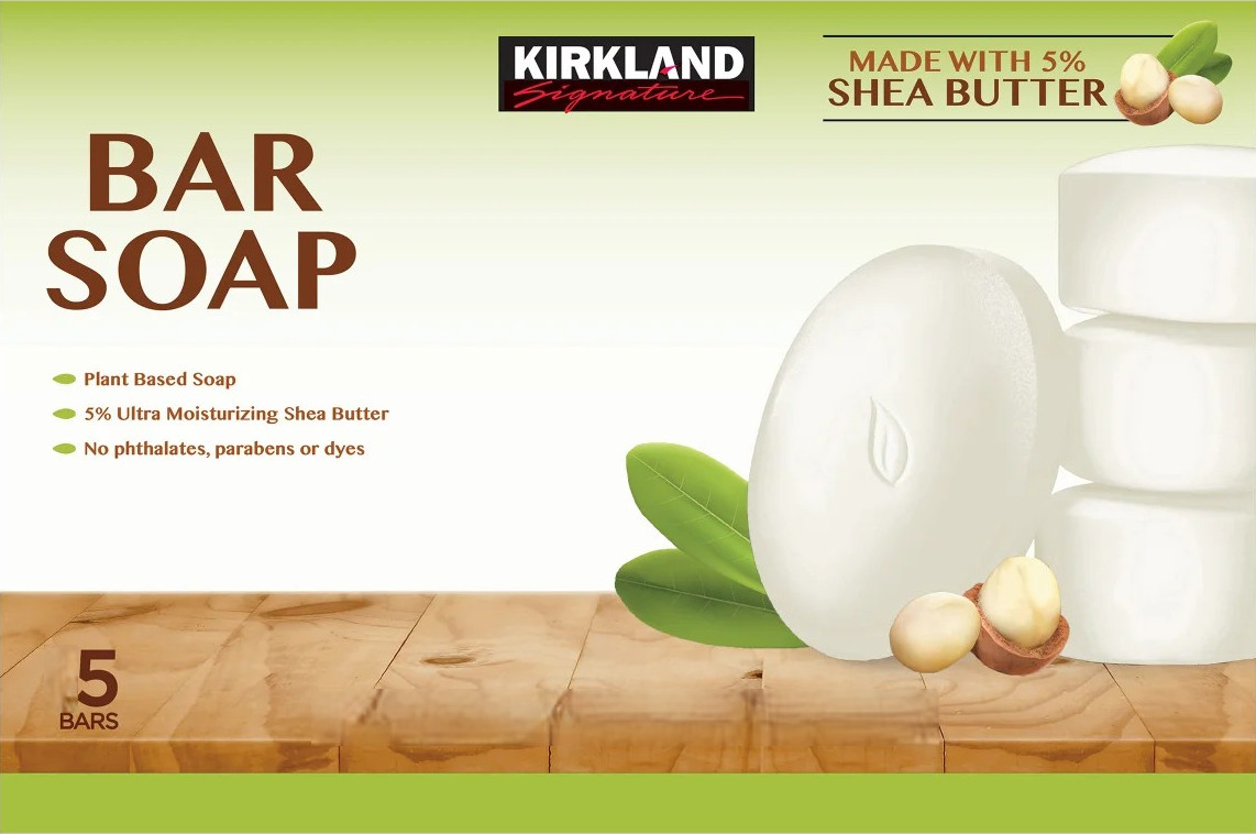 Kirkland Signature Bar Soap with Shea Butter, 4.5 Ounce (5 Count). NEW