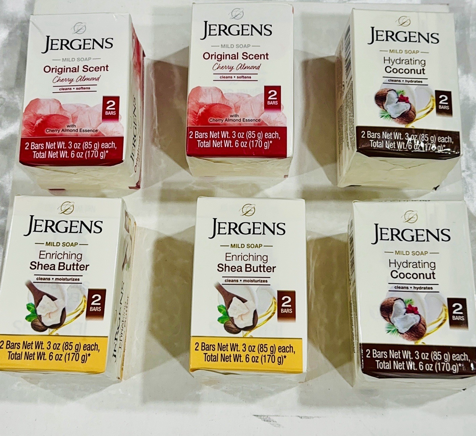 Jergens Original Scent Soap Bars Cherry Almond 3 oz Pack of 6 Mix Pack of 6