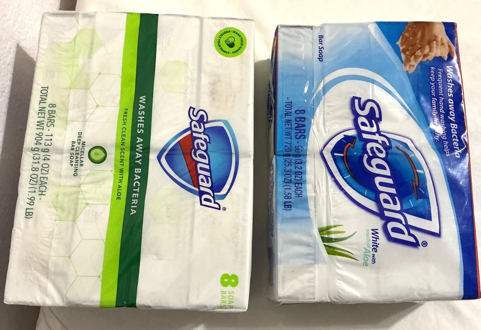 Safeguard Antibacterial 16 Soap Bars Fresh Clean Scent w Aloe Micellar