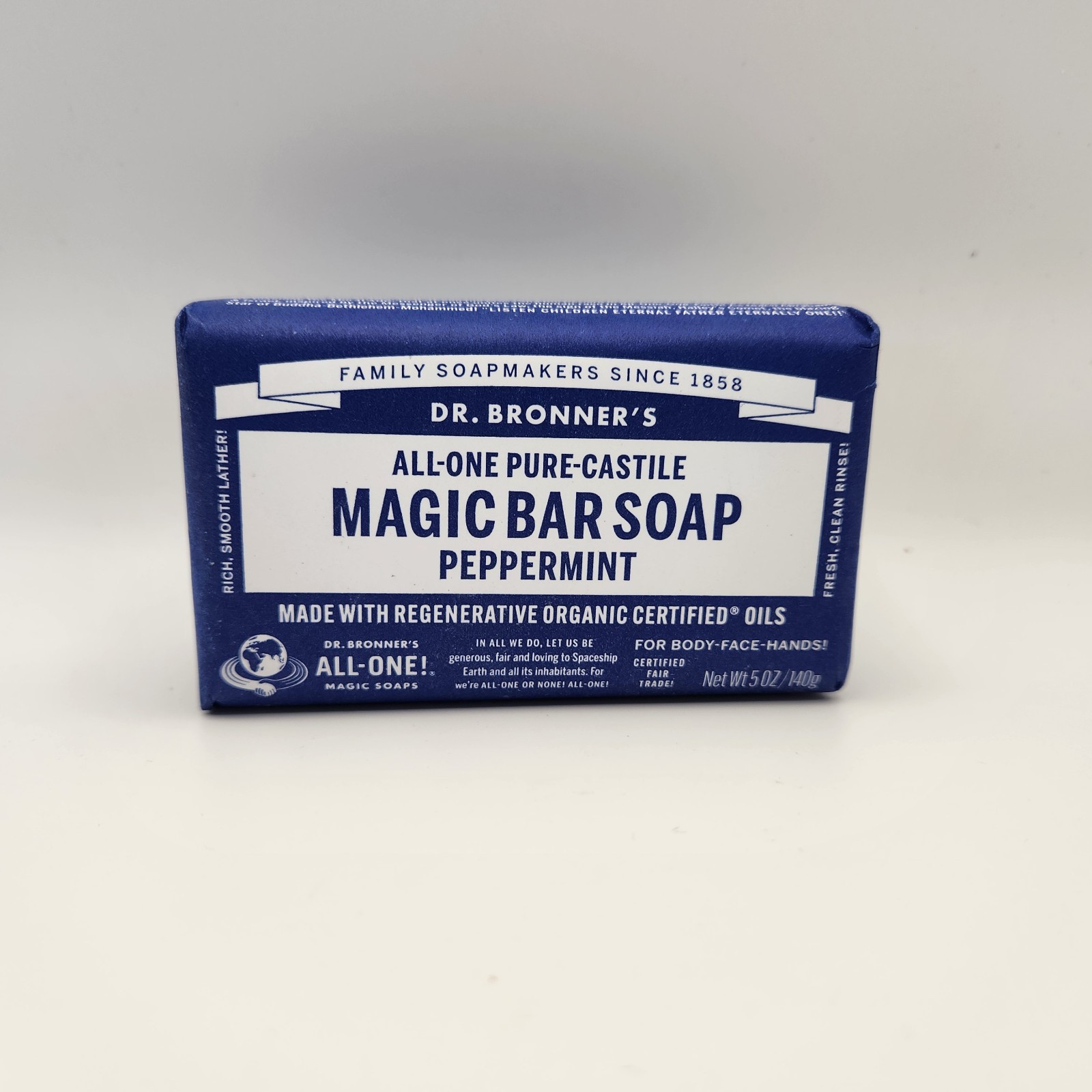Dr. Bronners Pure-Castile Bar Soap Peppermint Hemp 5 oz Fair-Trade