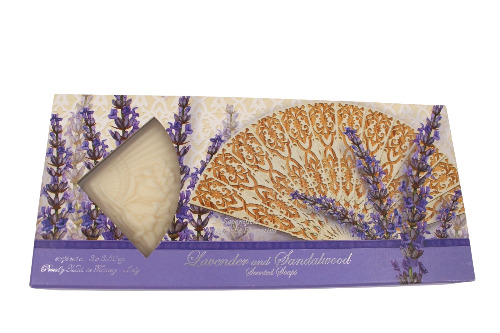 Saponificio Artigianale Fiorentino Luxury Soaps 3 Pack Lavender Sandalwood NEW