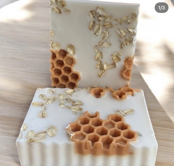 Oatmeal Milk Honey Goat Milk Bar Soap – Homemade Soap Honeycomb Pattern