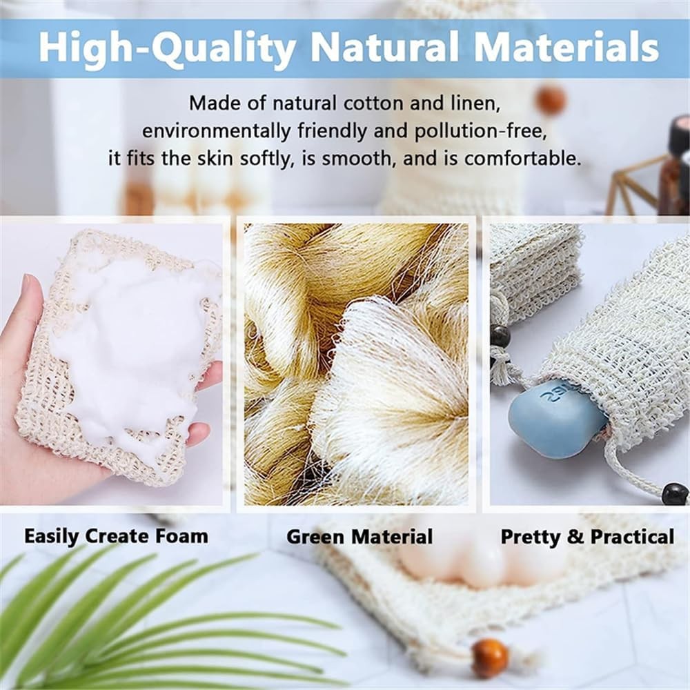 60 Pcs Natural Sisal Soap Saver Bag for Soap Bar Organic Soap Pouch for Exfol…