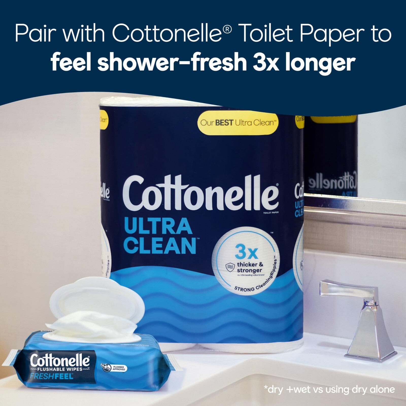 Cottonelle Fresh Feel Flushable Wet Wipes, Adult Wet Wipes, 8 Flip-Top Packs, ..