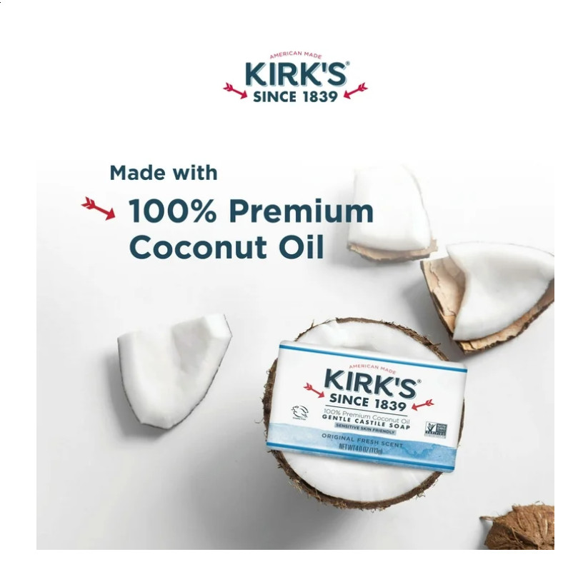 ( 2 PACK ) Kirk’s Original Fresh Scent Gentle Castile Soap – 4 Ct Pack.