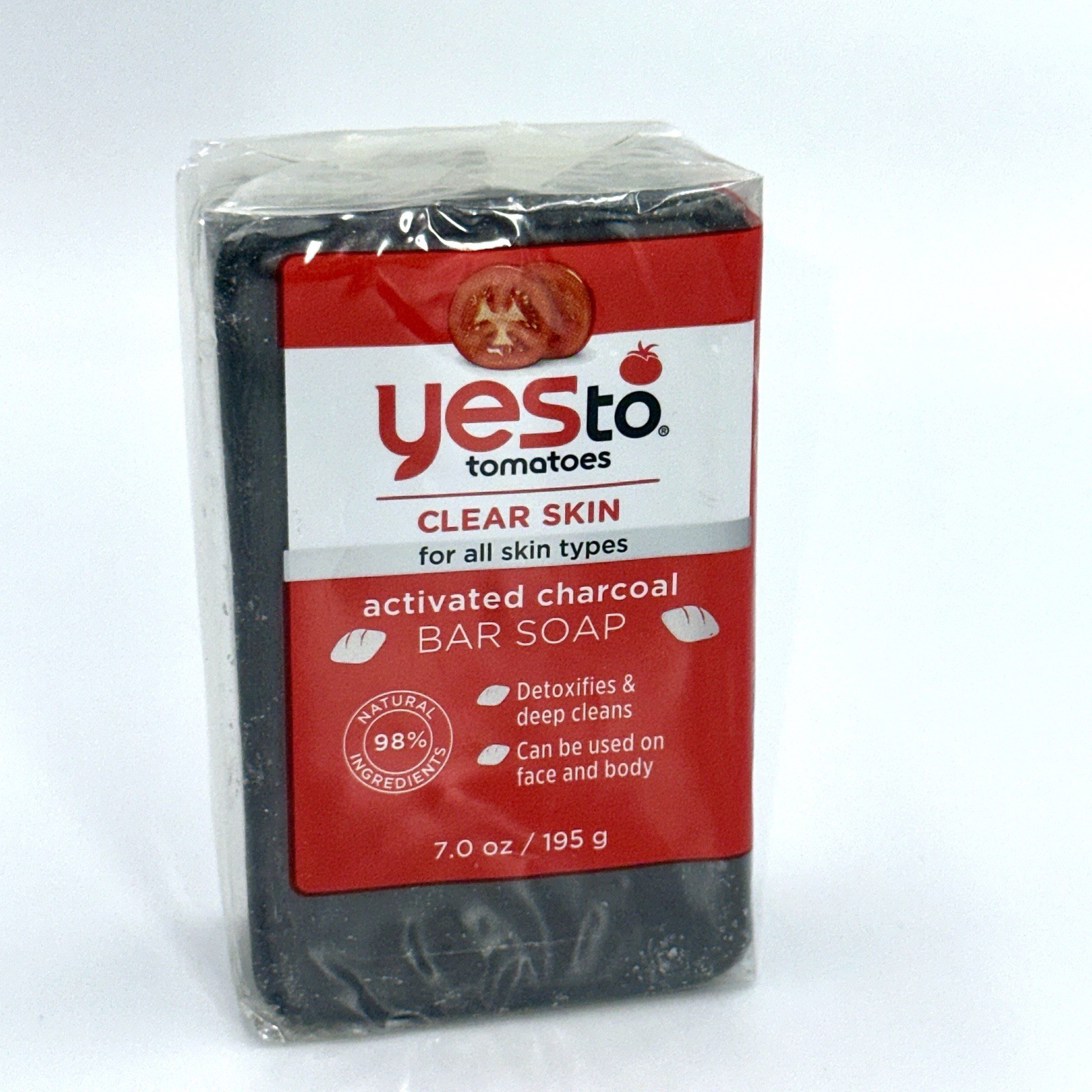 Yes to Tomatoes Clear Skin Activated Charcoal Bar Soap Detoxify Deep Clean NEW