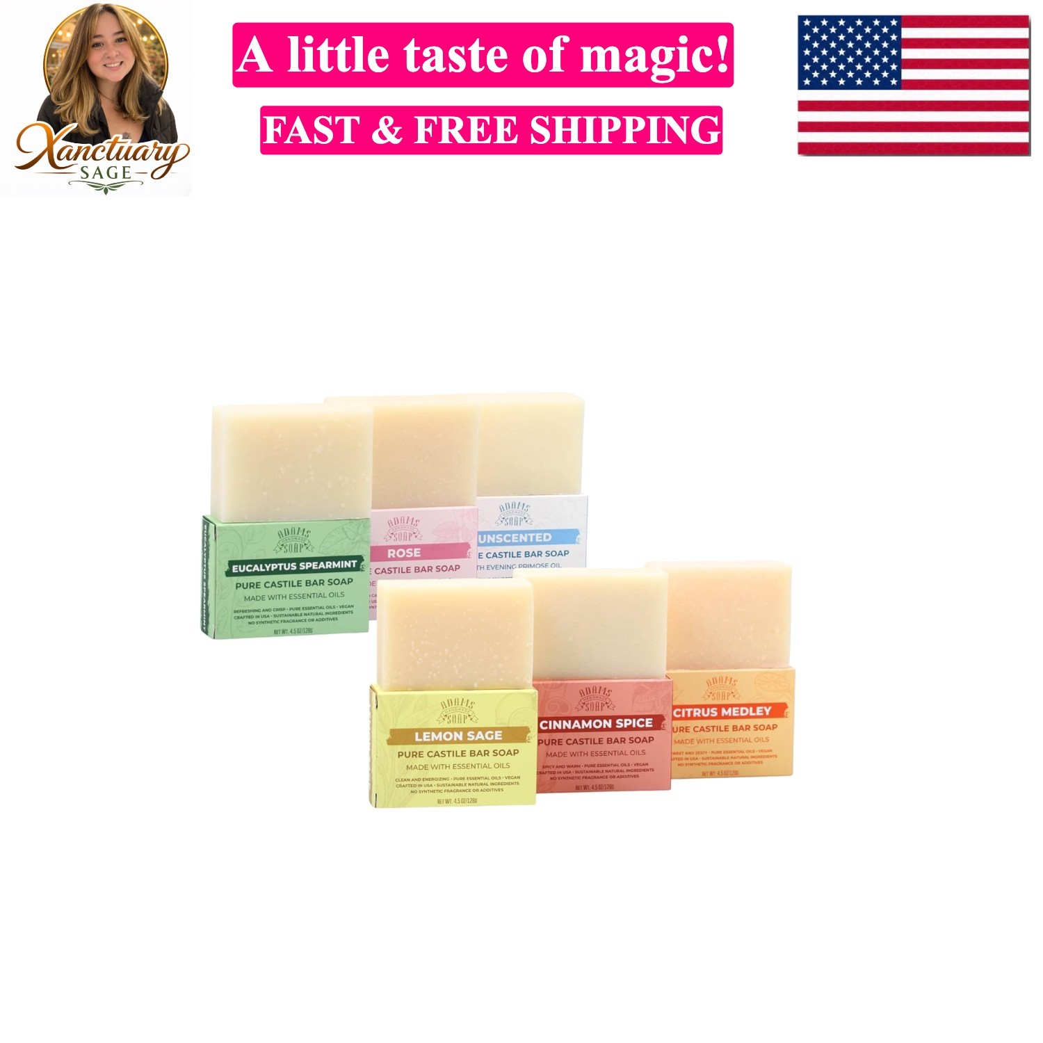 Variety Pack – 6 Bar Set: Unscented, Eucalyptus Spearmint, Rose, Lemon Sage, …
