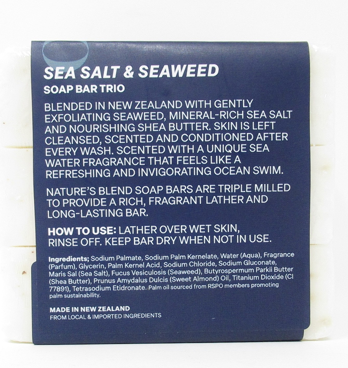 Nature’s Blend Sea Salt & Seaweed Bar Soap 3 Pack 15oz triple milled New Zealand