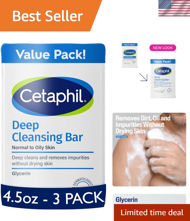 Daily Use Soap-Free Cleansing Bars – Hypoallergenic & Non-Comedogenic, Pack of 3