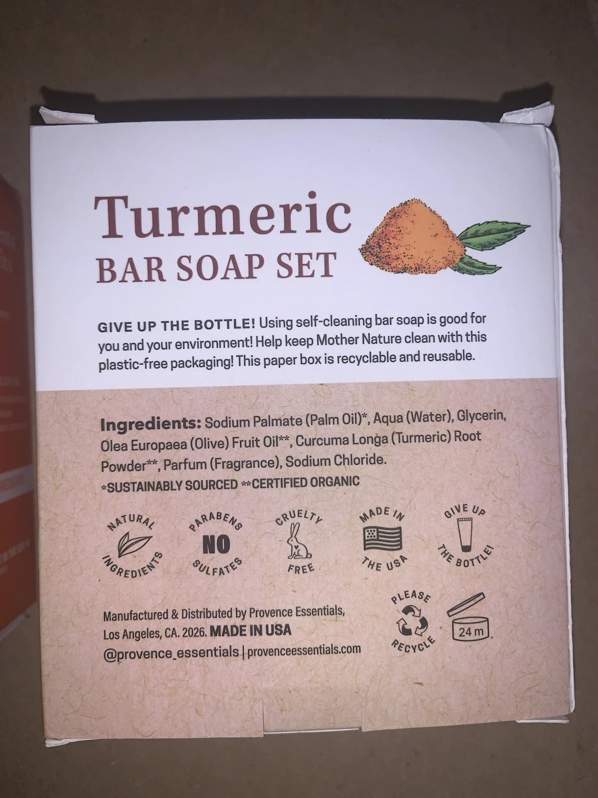 Provence Essentials Detoxify Turmeric Bar Soap Set 3-Pack Vegan Cruelty-Free