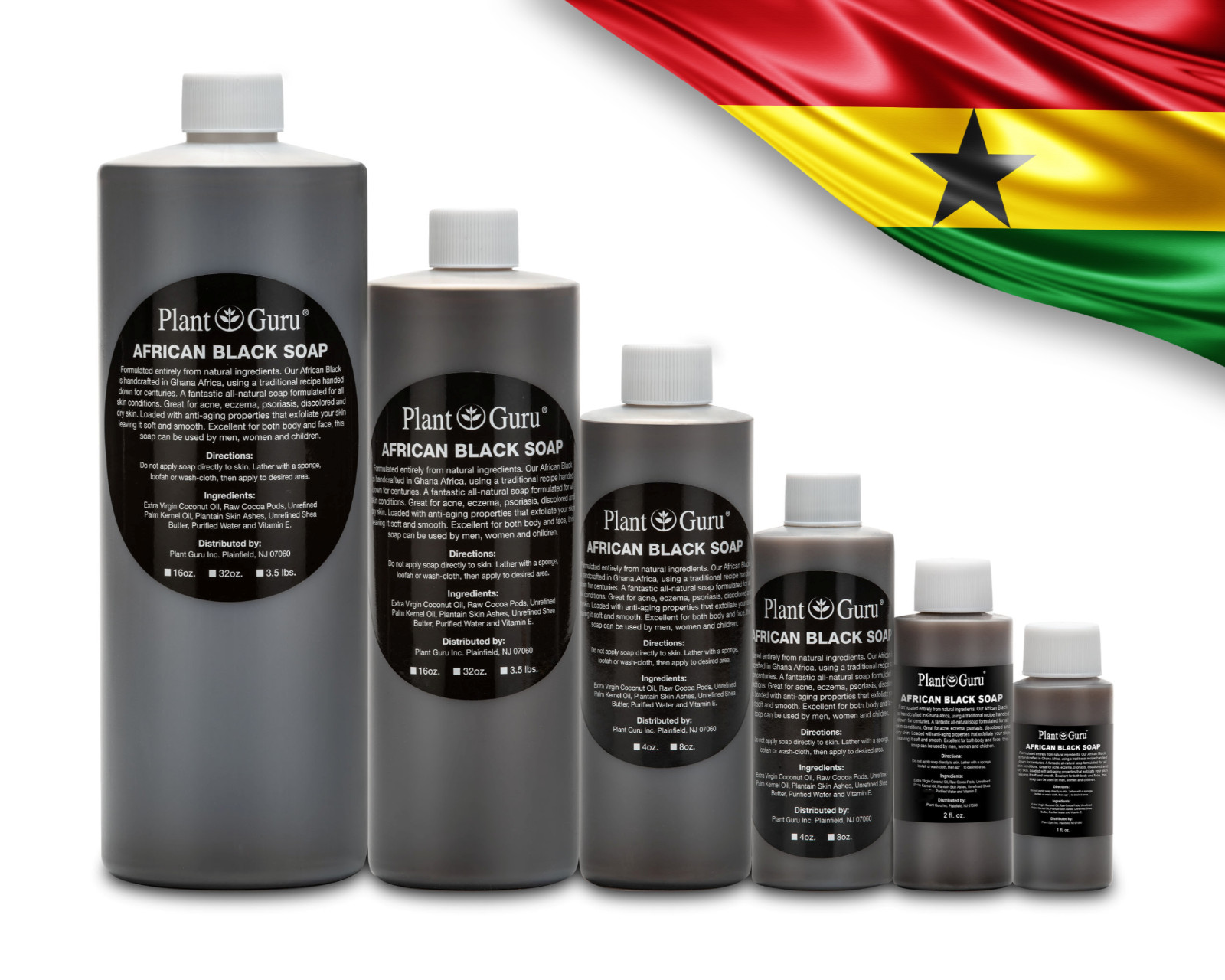 African Black Soap Liquid 8 oz. Raw 100% Pure Natural Organic Body Wash Shampoo