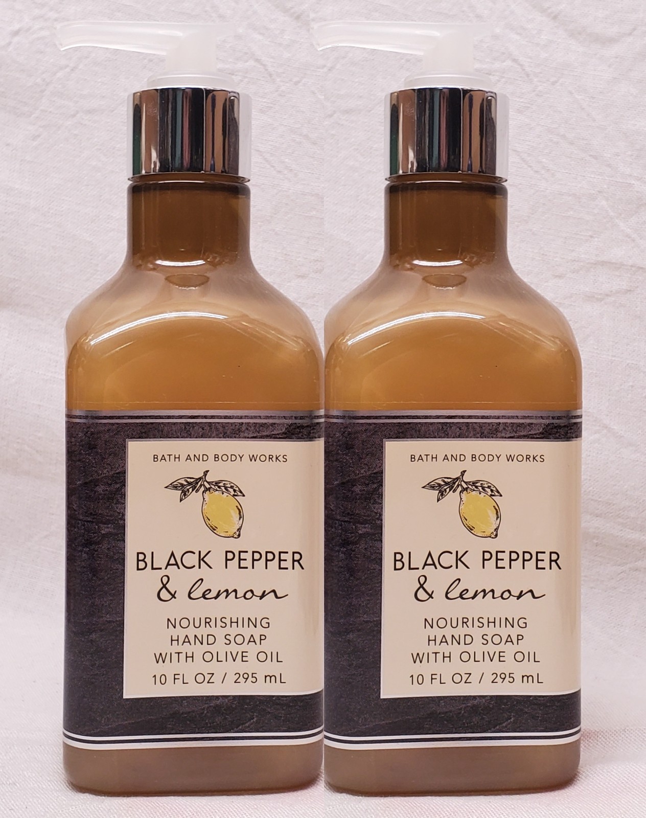2 Bath & Body Works Black PEPPER & LEMON Cleansing Gel Hand Soap 10 oz ea