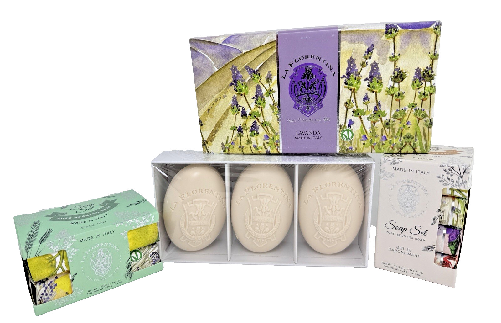 La Florentina Italy Lavender Lemon Citrus Iris 9 Bars Soap Multi-Set 44.7 Oz