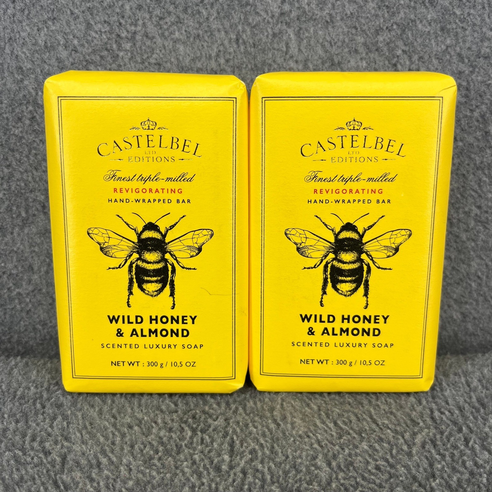 2x Castelbel Soap Yellow Wild Honey & Almond Triple Milled Luxury Bars 10.5 oz