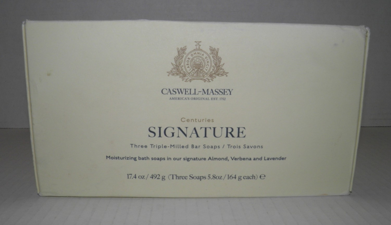 Caswell-Massey Signature Bar Soaps Box of 3 5.8oz Each Almond Verbena Lavender