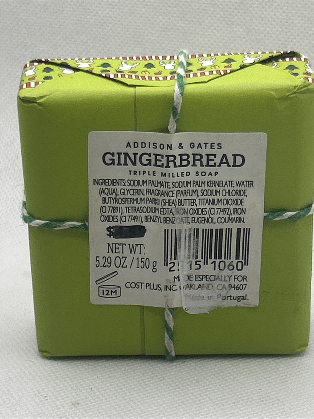 Addison & Gates Gingerbread Scented Bar Soap 5.29 oz Teacher Gift Stocking ￼