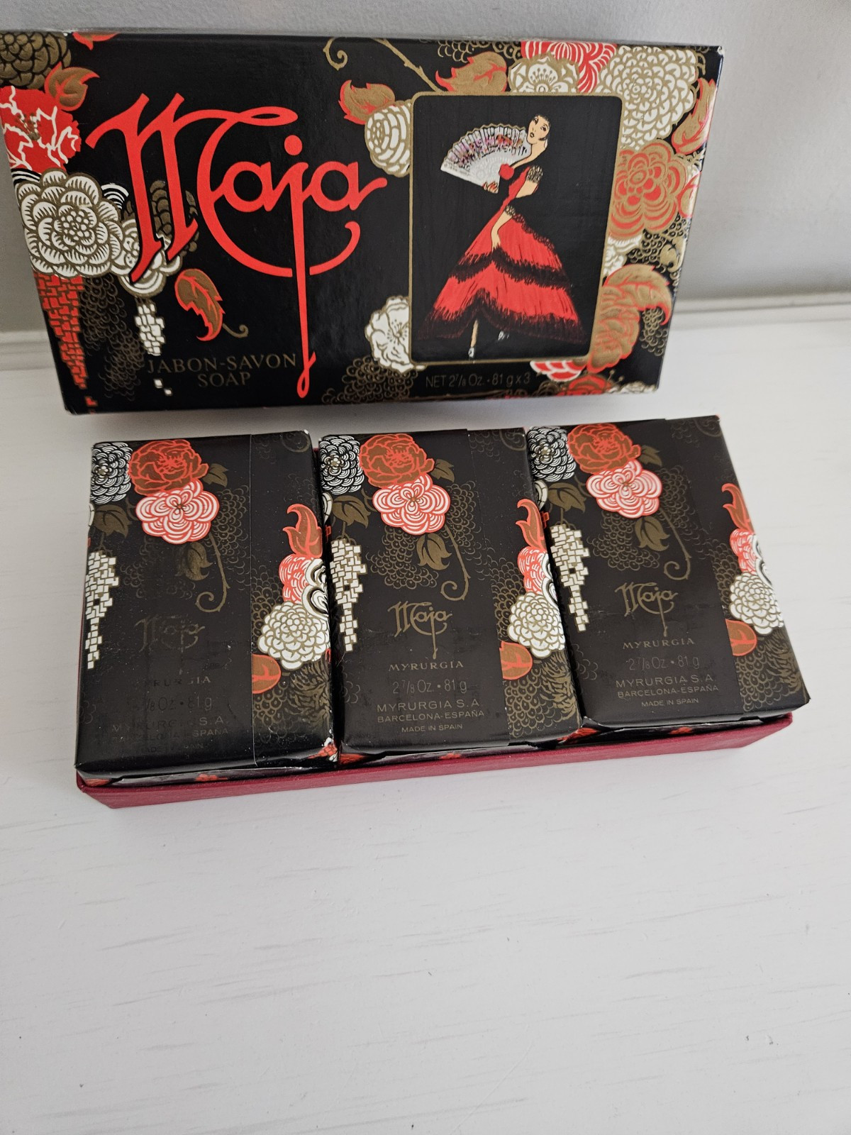 Vintage 3 Jabon Maja By Myrurgia Savon España Soap 2 7/8Oz Bars In Open Box New