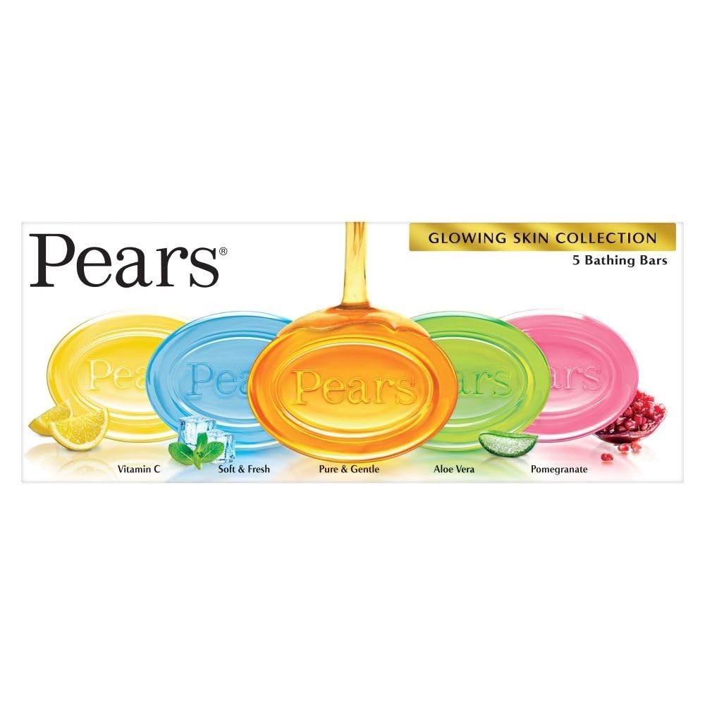 Pears Glycerin Bathing Bar,Variety Pack, 125g*5 ,Pure&Gentle,Soft&Fresh, Aloe