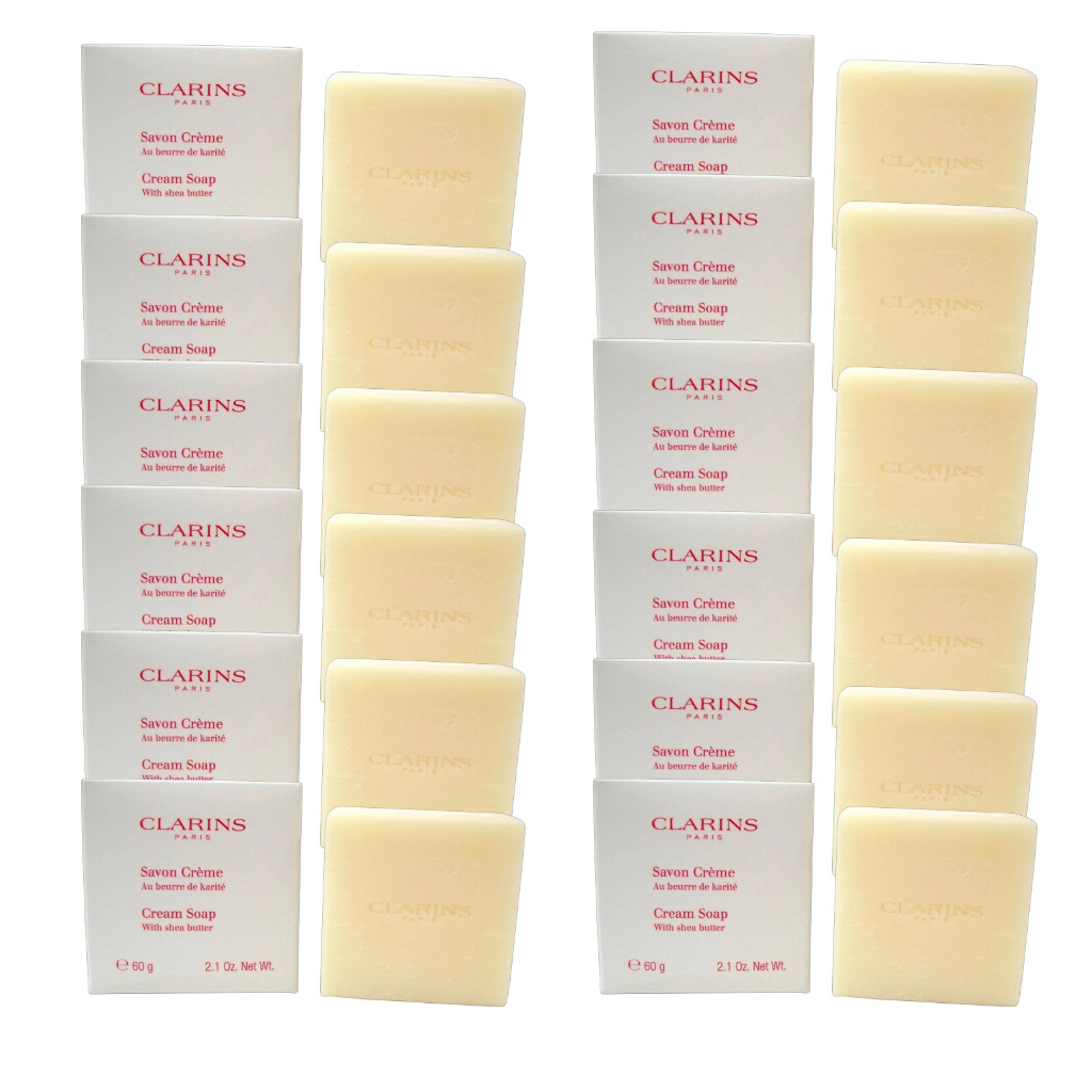 (Lot of 12) Clarins Eau Dynamisante Cream Soap Bar Shea Butter Travel Size 2.1oz