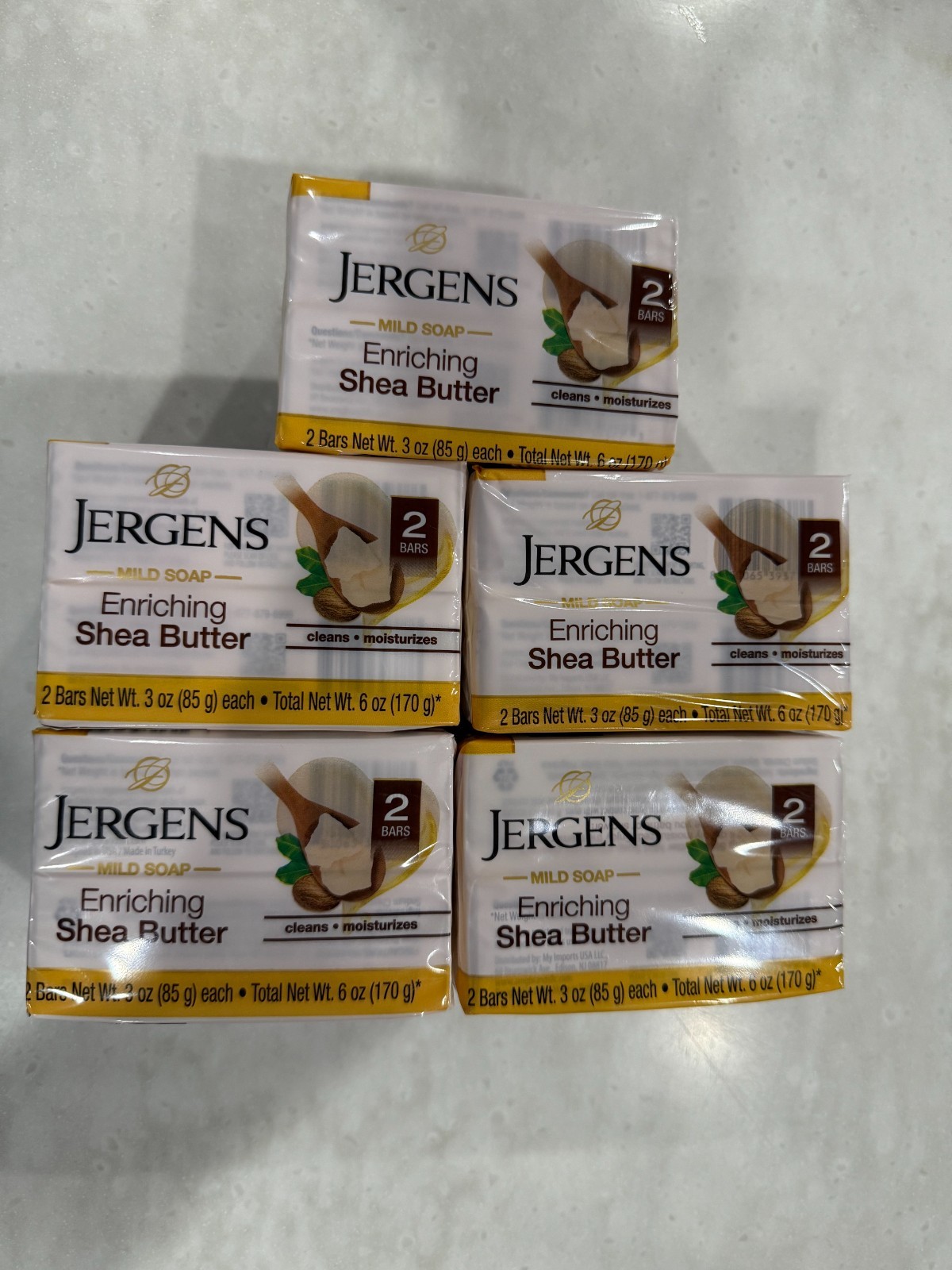 NEW JERGENS 5 boxes 2-BARS 3 Oz. in each box (85g) Bars SHEA BUTTER bar Soap🫧.
